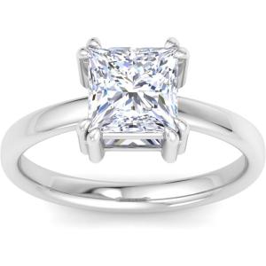 Martha Stewart 2 Carat Princess Cut Lab Grown Diamond Solitaire Engagement Ring In Sterling Silver
