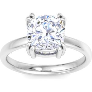 Martha Stewart 3 Carat Cushion Cut Lab Grown Diamond Solitaire Engagement Ring In Sterling Silver