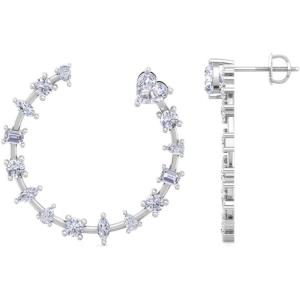 Martha Stewart 3 Carat Lab Grown Diamond Fancy Hoop Earrings In Sterling Silver