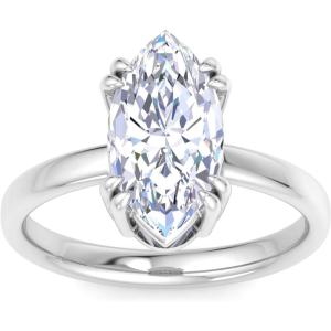 Martha Stewart 3 Carat Marquise Shape Lab Grown Diamond Solitaire Engagement Ring In Sterling Silver