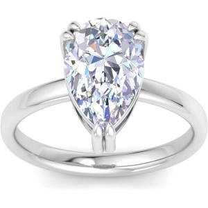 Martha Stewart 3 Carat Pear Shape Lab Grown Diamond Solitaire Engagement Ring In Sterling Silver