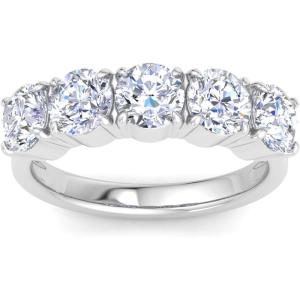 Martha Stewart 3 Carat Round Lab Grown Diamond Five Stone Engagement Ring In Sterling Silver