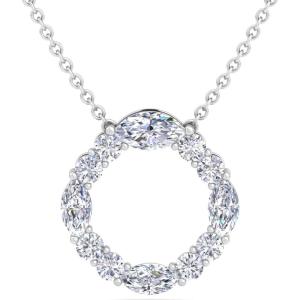 Martha Stewart 4 Carat Lab Grown Diamond Marquise and Round Circle Necklace In Sterling Silver