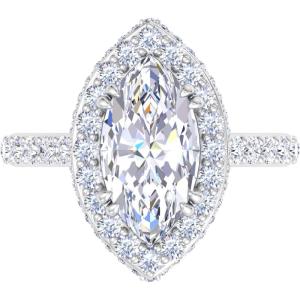 Martha Stewart 4 Carat Marquise Shape Lab Grown Diamond Hidden Halo Engagement Ring In Sterling Silver