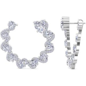 Martha Stewart 5 Carat Lab Grown Diamond Hoop Earrings, Sterling Silver Hoop Earrings for Women(Heart)