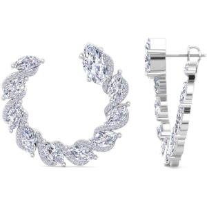 Martha Stewart 5 Carat Lab Grown Diamond Hoop Earrings, Sterling Silver Hoop Earrings for Women(Marquise)