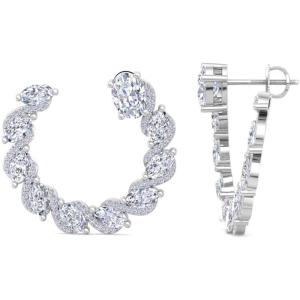 Martha Stewart 5 Carat Lab Grown Diamond Hoop Earrings, Sterling Silver Hoop Earrings for Women(Oval)