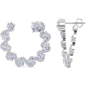 Martha Stewart 5 Carat Lab Grown Diamond Hoop Earrings, Sterling Silver Hoop Earrings for Women(Round-Brilliant)