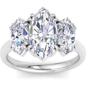 Martha Stewart 5 Carat Marquise Shape Lab Grown Diamond Three Stone Engagement Ring In Sterling Silver