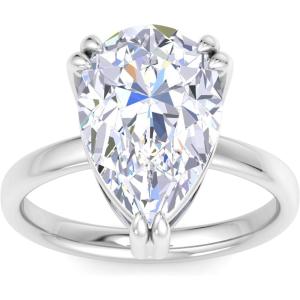 Martha Stewart 5 Carat Pear Shape Lab Grown Diamond Solitaire Engagement Ring In Sterling Silver