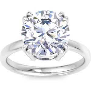Martha Stewart 5 Carat Round Shape Lab Grown Diamond Solitaire Engagement Ring In Sterling Silver