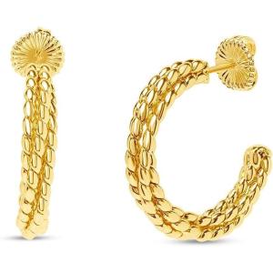 Martha Stewart Beaded Gold Hoop Earrings, 1 Inch