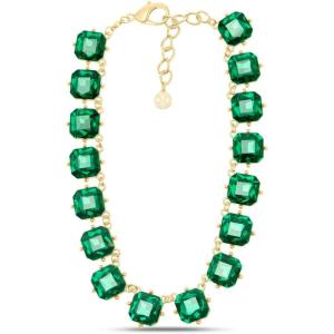 Martha Stewart Cushion Crystal Statement Necklace(Green)