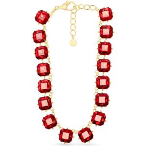 Martha Stewart Cushion Crystal Statement Necklace(Red)