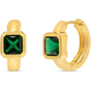 Martha Stewart Gold Huggie Hoop Earrings(Green)