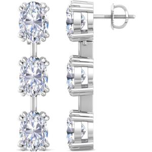 Martha Stewart Lab Grown Diamond Earrings, Drop Style, Sterling Silver, Fine Jewelry for Women(Oval Shape/5 Carat)