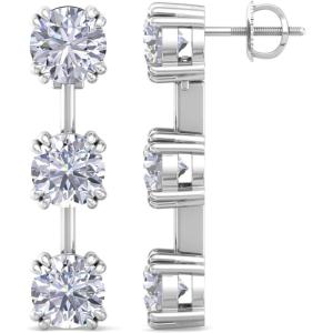 Martha Stewart Lab Grown Diamond Earrings, Drop Style, Sterling Silver, Fine Jewelry for Women(Round Shape/5 Carat)