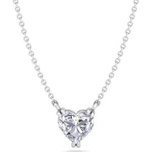 Martha Stewart Lab Grown Diamond Solitaire Necklace In Sterling Silver, Emerald, Heart, Pear, or Round Shape(Heart Shape/1 Carat)