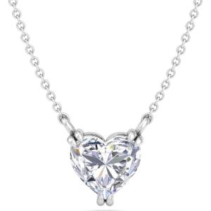Martha Stewart Lab Grown Diamond Solitaire Necklace In Sterling Silver, Emerald, Heart, Pear, or Round Shape(Heart Shape/3 Carat)