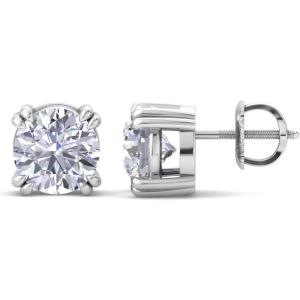 Martha Stewart Lab Grown Diamond Stud Earrings in Sterling Silver, Lab Grown Diamond Earrings for Women(2.0 Carats)