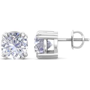Martha Stewart Lab Grown Diamond Stud Earrings in Sterling Silver, Lab Grown Diamond Earrings for Women(4.0 Carats)