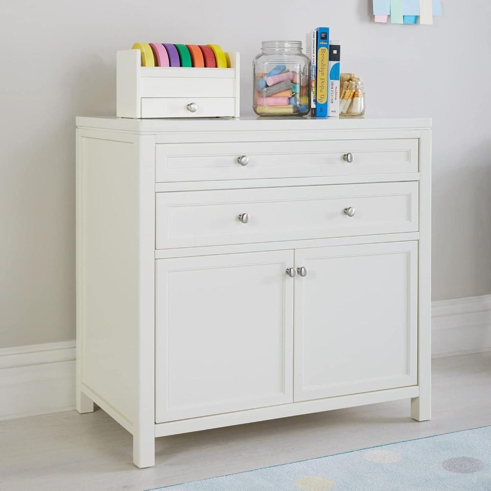 image:imageMartha Stewart Crafting Kids Artwork Storage  Linen White Wooden Art Supply Storage Cabinet with Drawers Crafting Organization for Paper and ToolsLinen White