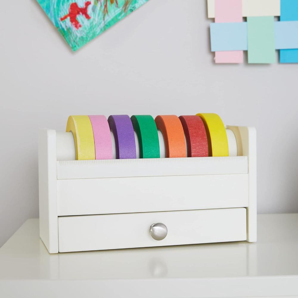 image:imageMartha Stewart Crafting Kids Tape Roll Dispenser  Linen White MultiRoll Tape Roll Dispenser with Cutter and Storage DrawerG77113