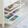 Martha Stewart Crafting Kids’ Art Storage with Drying Racks – Linen White, Wooden Artwork Organizer with Removable Wire Racks and Paint Drip Pan(Linen White)