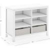 Martha Stewart Crafting Kids’ Double Open Storage – Linen White: Wooden Shelving with Bins, 6 Compartment Art Supply Organizer for Playroom(Linen White)