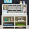 Martha Stewart Crafting Kids’ Double Open Storage – Linen White: Wooden Shelving with Bins, 6 Compartment Art Supply Organizer for Playroom(Linen White)