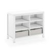 Martha Stewart Crafting Kids’ Double Open Storage – Linen White: Wooden Shelving with Bins, 6 Compartment Art Supply Organizer for Playroom(Linen White)