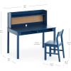 Martha Stewart Kids’ Desk with Hutch and Chair Set by Guidecraft – Navy: Kids’ Wooden Study Table with Storage and Corkboard | Wood Bedroom or Furniture Set for Boys