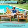 Martha Stewart Kids Outdoor Couch, Chair & Table Set: Acacia Wood 3-Piece Outdoor Furniture Set for Children | Kids Picnic Table, Sofa & Chair w/Cushions for Backyard, Garden, Porch and Patio