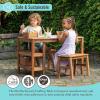 Martha Stewart Kids Outdoor Craft Table & 2 Bench Set: Acacia Wood Art Activity Desk for Children w/Storage, Crate, Caddy | Kids Play & Picnic Table w/Benches for Backyard, Patio, Outdoor Classrooms