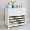 Martha Stewart Crafting Kids’ Art Storage with Drying Racks – Linen White, Wooden Artwork Organizer with Removable Wire Racks and Paint Drip Pan(Linen White)
