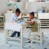 Martha Stewart Crafting Kids Art Table with Paper Roll – Linen White: Kids Craft Desk and Art Organizer for Kids | Wooden Toddler Activity Table | Playroom Arts and Craft Storage(Linen White)