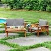 Martha Stewart Kids Outdoor Couch, Chair & Table Set: Acacia Wood 3-Piece Outdoor Furniture Set for Children | Kids Picnic Table, Sofa & Chair w/Cushions for Backyard, Garden, Porch and Patio