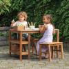 Martha Stewart Kids Outdoor Craft Table & 2 Bench Set: Acacia Wood Art Activity Desk for Children w/Storage, Crate, Caddy | Kids Play & Picnic Table w/Benches for Backyard, Patio, Outdoor Classrooms