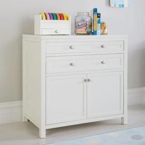 Martha Stewart Crafting Kids’ Artwork Storage – Linen White: Wooden Art Supply Storage Cabinet with Drawers, Crafting Organization for Paper and Tools(Linen White)