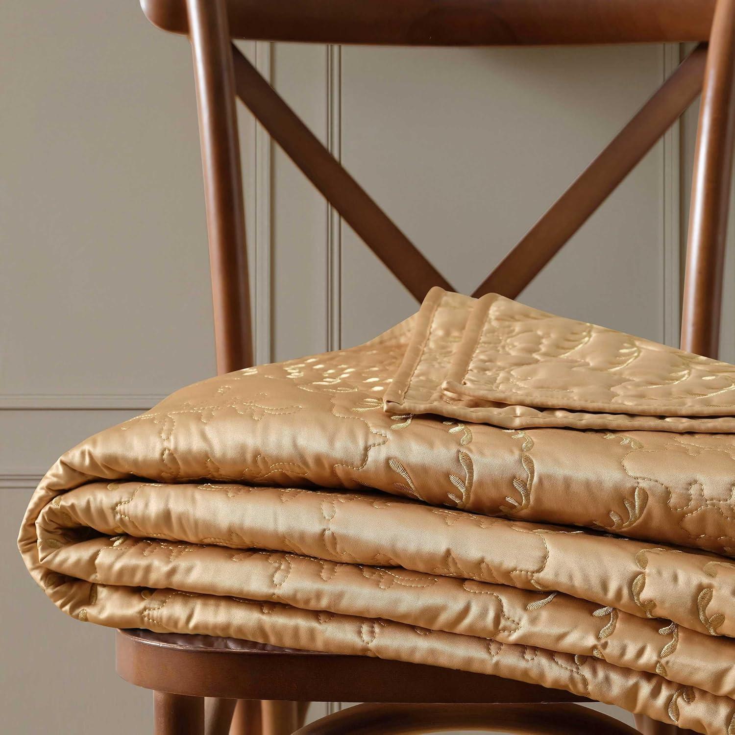 image:imageMartha Stewart Queen Size Quilt Set Soft amp Smooth Sateen Bedding with a Light and Breathable Feel 3 Piece Bed Set with Matching Pillowcases Fern Embroidery GreyFern Embroidery Beige