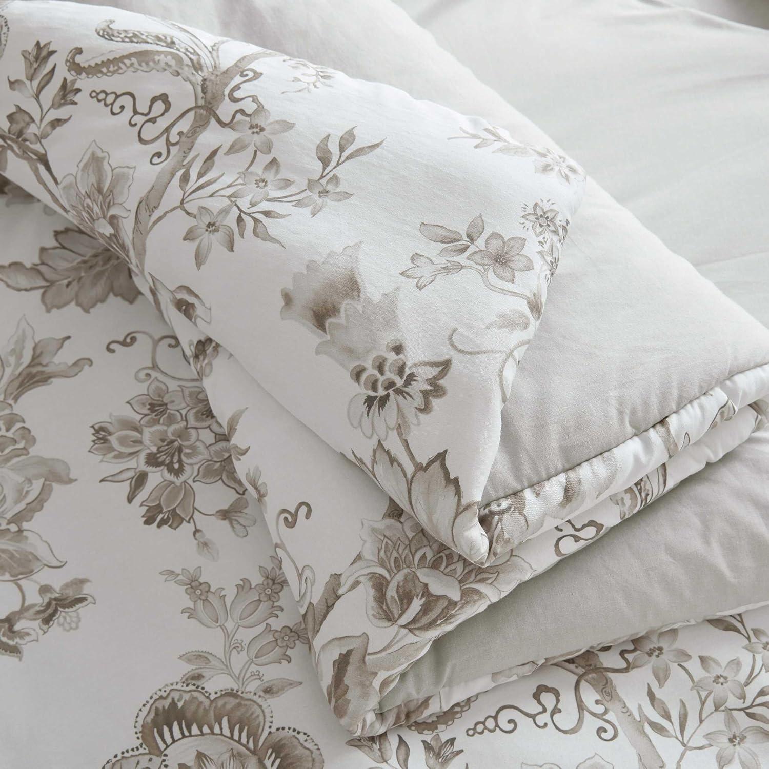 image:imageMartha Stewart Twin Duvet Cover Set 100 Smooth amp Silky Sateen Cotton Bedding 2 Piece Striped Bedding with Matching Pillowcase Verbena Stripe BlueAvery Floral Grey