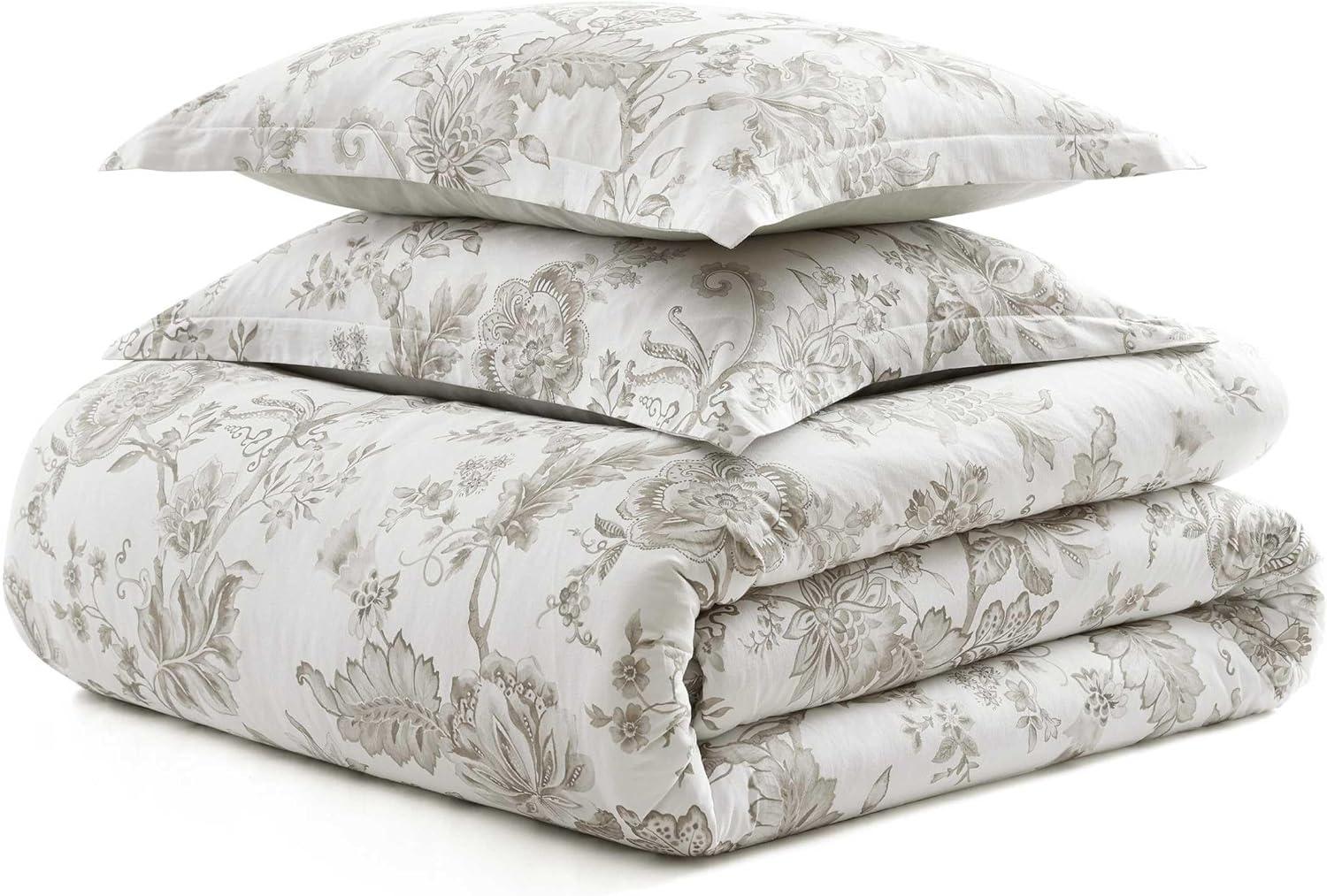 image:imageMartha Stewart Twin Duvet Cover Set 100 Smooth amp Silky Sateen Cotton Bedding 2 Piece Striped Bedding with Matching Pillowcase Verbena Stripe BlueAvery Floral Grey