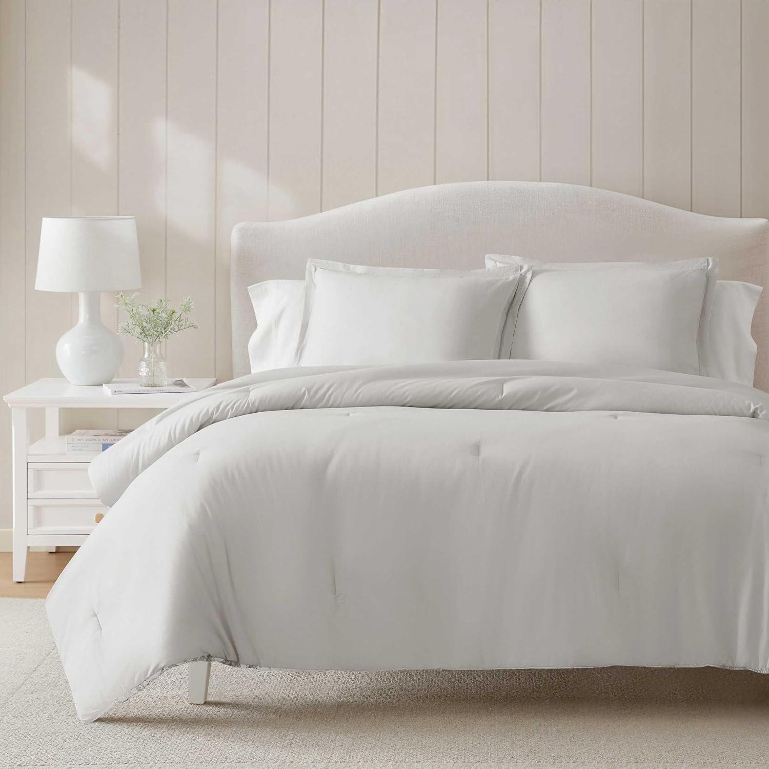 image:imageMartha Stewart Twin Duvet Cover Set 100 Smooth amp Silky Sateen Cotton Bedding 2 Piece Striped Bedding with Matching Pillowcase Verbena Stripe BlueAvery Floral Grey