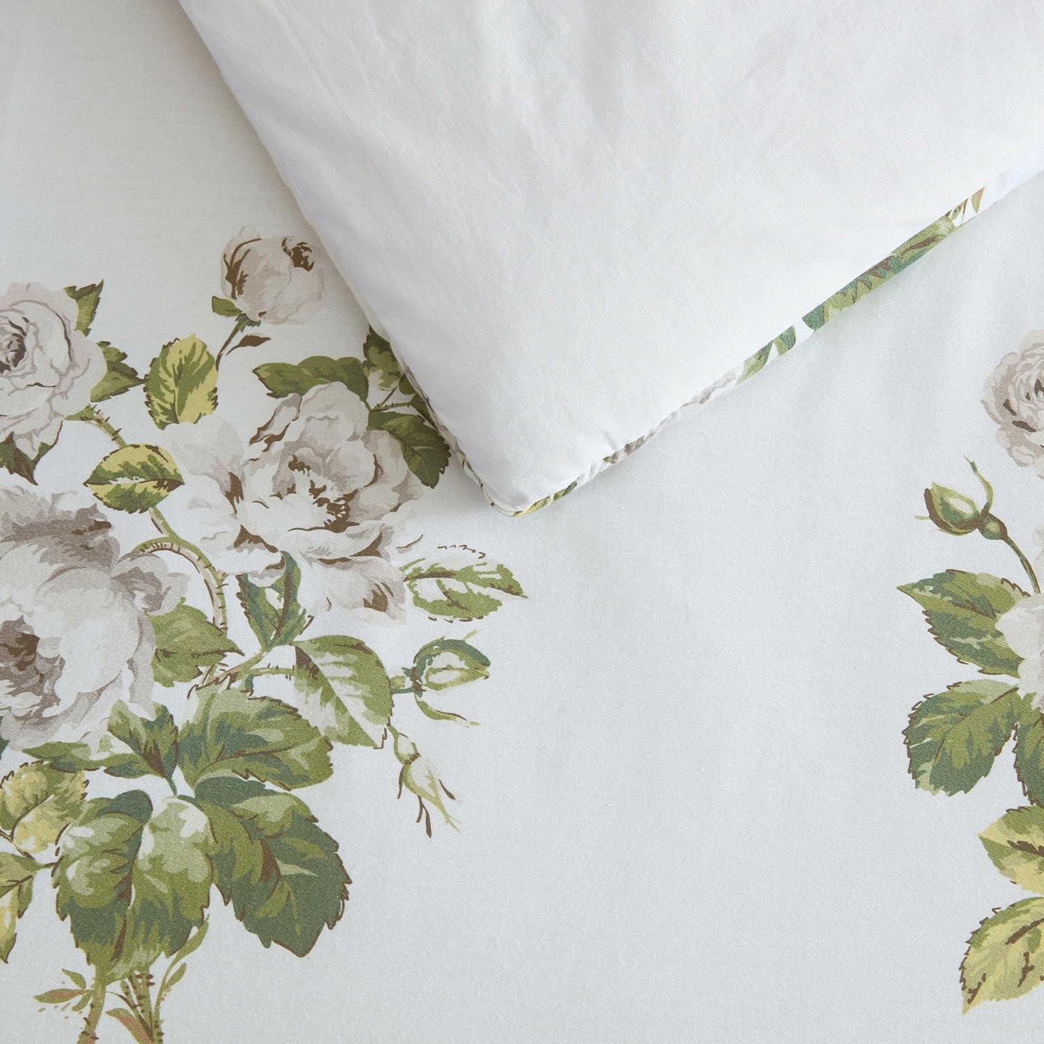 image:imageMartha Stewart Twin Duvet Cover Set 100 Smooth amp Silky Sateen Cotton Bedding 2 Piece Striped Bedding with Matching Pillowcase Verbena Stripe BlueElosie Floral Grey