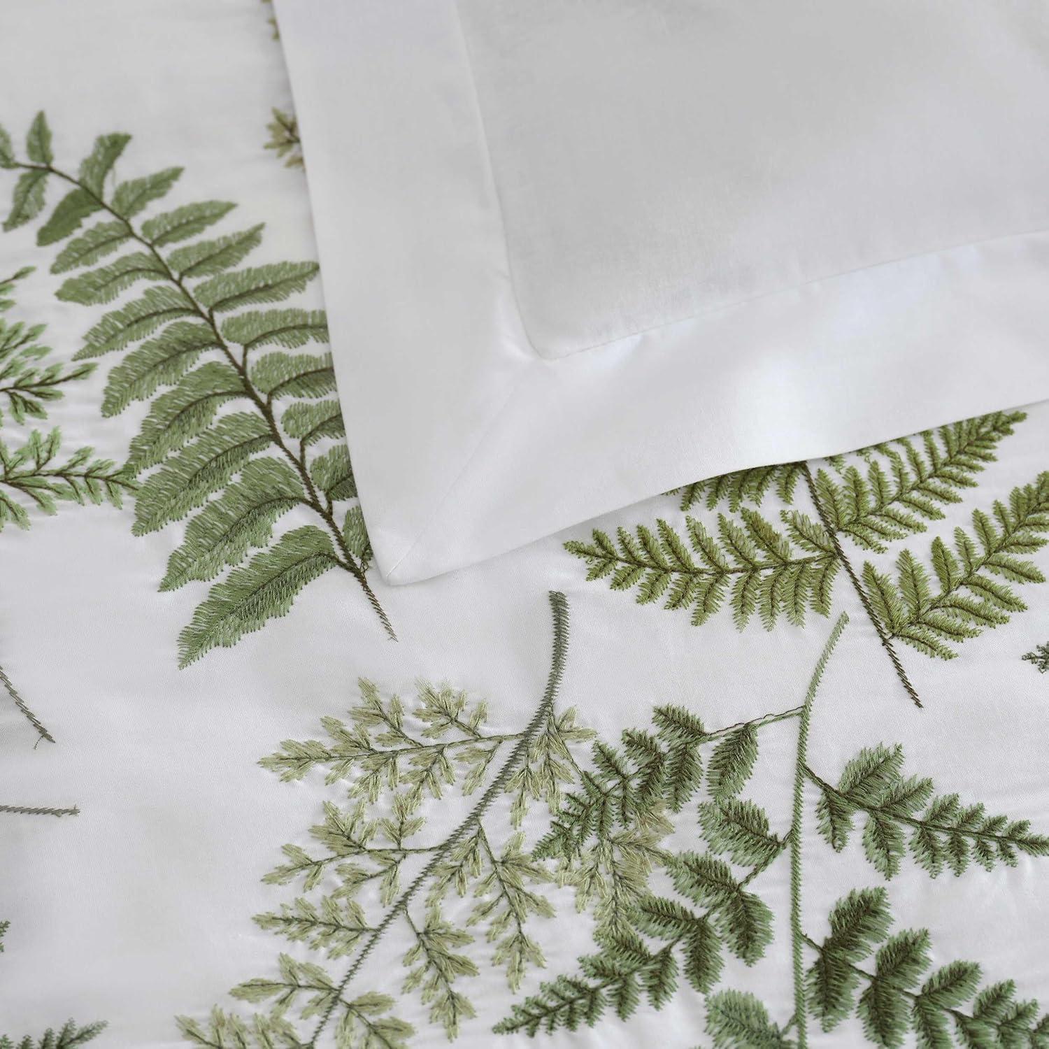 image:imageMartha Stewart Twin Duvet Cover Set 100 Smooth amp Silky Sateen Cotton Bedding 2 Piece Striped Bedding with Matching Pillowcase Verbena Stripe BlueFern Garden Green