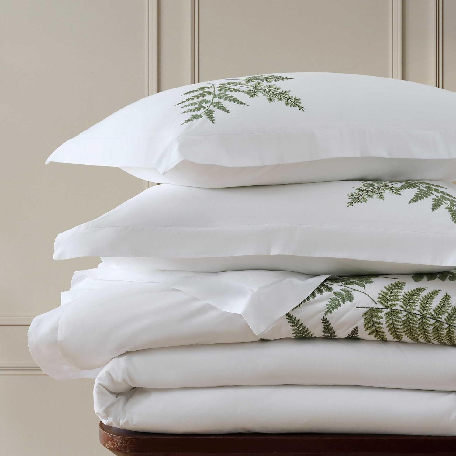 image:imageMartha Stewart Twin Duvet Cover Set 100 Smooth amp Silky Sateen Cotton Bedding 2 Piece Striped Bedding with Matching Pillowcase Verbena Stripe BlueFern Garden Green