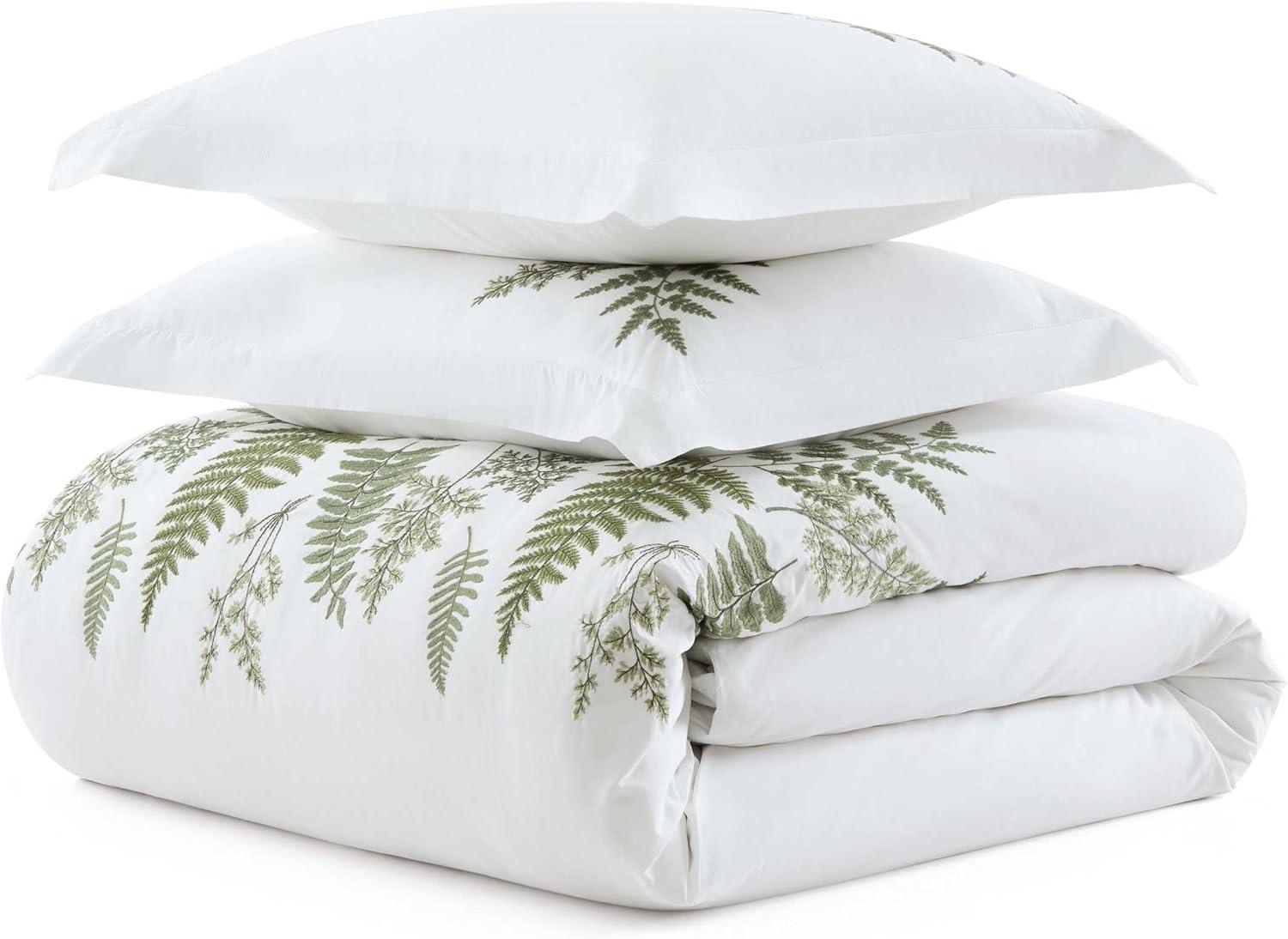image:imageMartha Stewart Twin Duvet Cover Set 100 Smooth amp Silky Sateen Cotton Bedding 2 Piece Striped Bedding with Matching Pillowcase Verbena Stripe BlueFern Garden Green