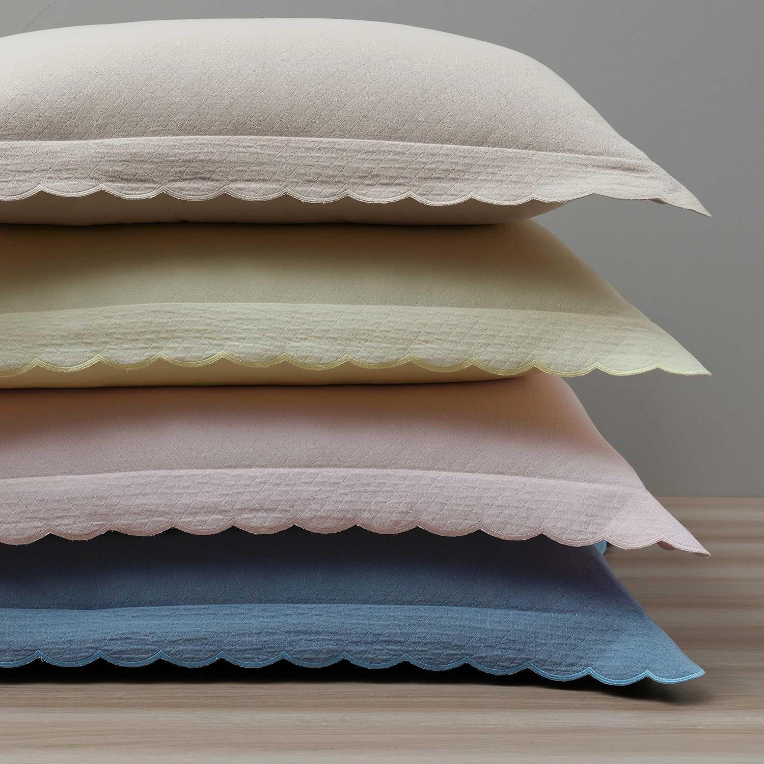 image:imageMartha Stewart Twin Duvet Cover Set 100 Smooth amp Silky Sateen Cotton Bedding 2 Piece Striped Bedding with Matching Pillowcase Verbena Stripe BlueSignature Scallop Grey