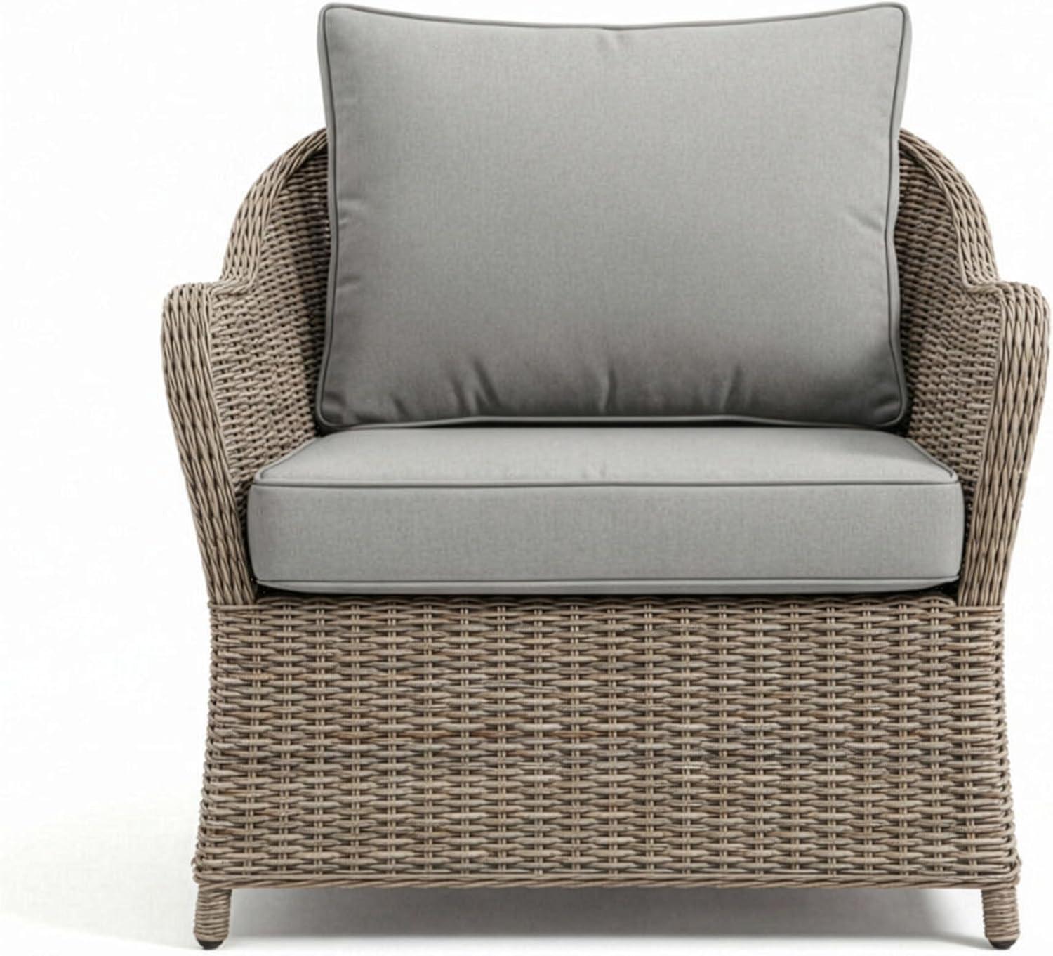 image:imageMartha Stewart Lily Pond Set of 2 IndoorOutdoor Weathered Gray Rattan Wicker Patio Club Chairs with AllWeather Gray Back and Seat Cushions 300 Lb Static WeightSet of 2