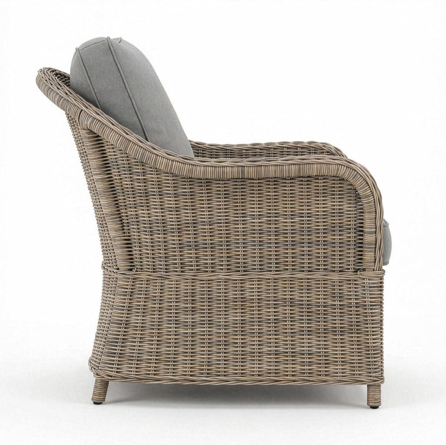 image:imageMartha Stewart Lily Pond Set of 2 IndoorOutdoor Weathered Gray Rattan Wicker Patio Club Chairs with AllWeather Gray Back and Seat Cushions 300 Lb Static WeightSet of 1